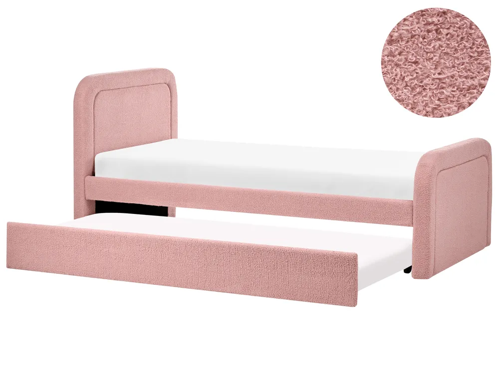 Ausziehbett Bouclé RAYSSAC 90 x 200 cm Rosa