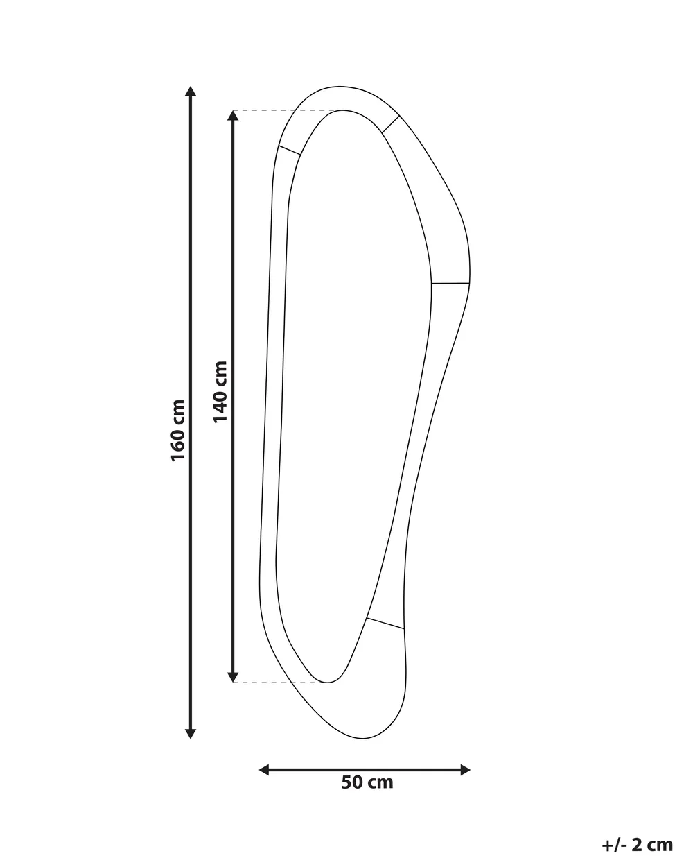 Wandspiegel SAUVILLE 50 cm 160 cm Lichtbruin_1144445