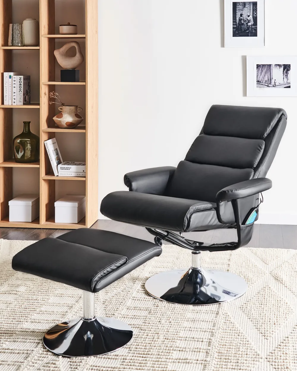Massagestuhl LEGEND mit Fußstütze Kunstleder Schwarz_963880