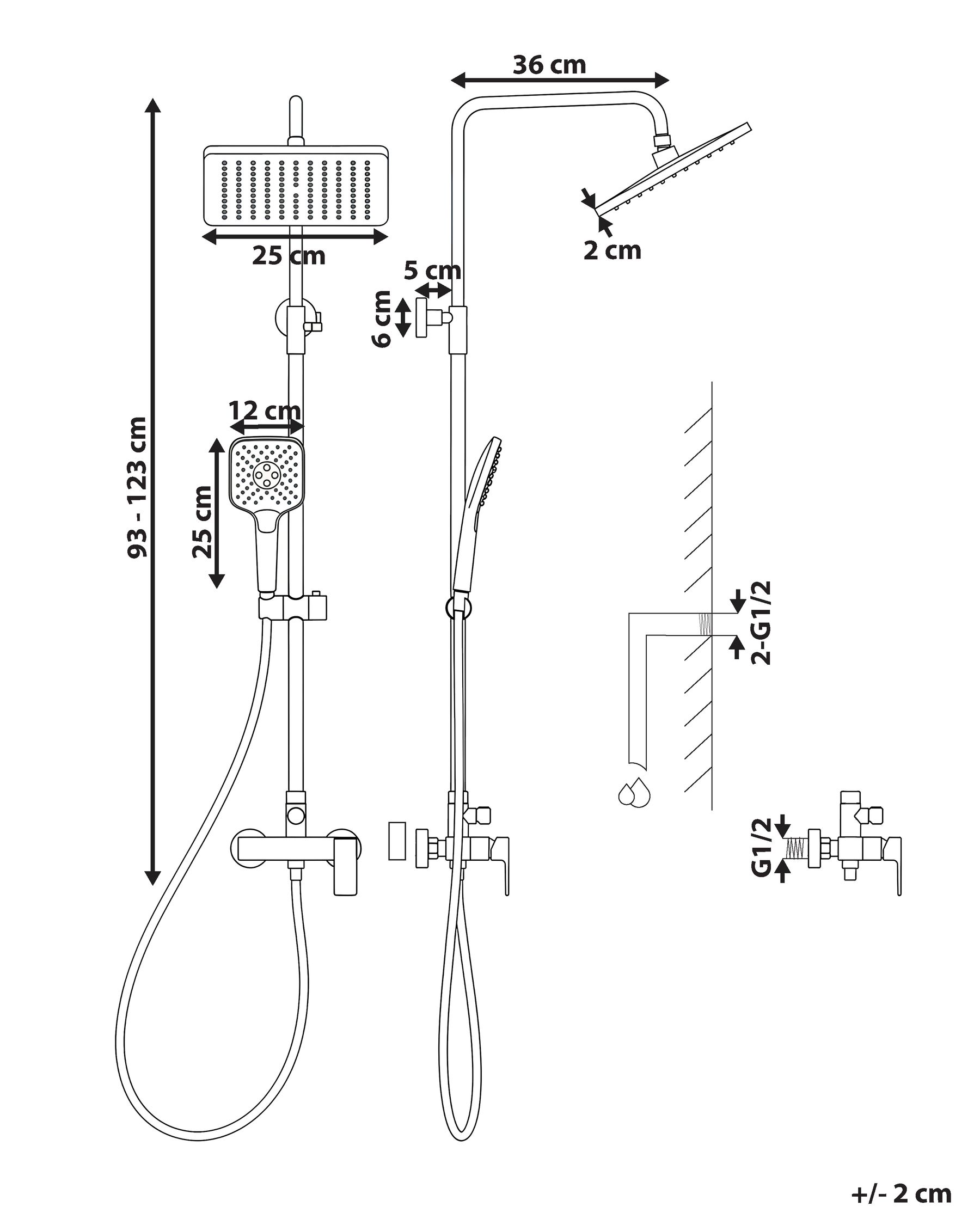 Duschsystem mit Mischbatterie und Regenbrause COLORADA Gold_1000708