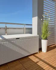 Aufbewahrungsbox MODENA 158 cm 63 cm Polyrattan Weiß_1065812