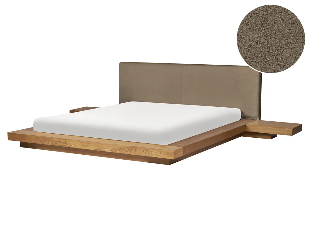 Bett mit Lattenrost Bouclé ZEN 160 x 200 cm Naturfarbene Esche