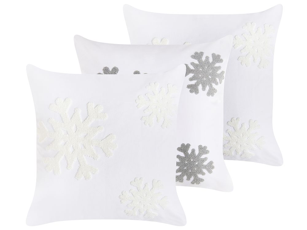 Set of 3 Decorative Cushions NORIN 45 x 45 cm White Christmas Motif