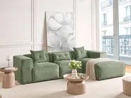 Ecksofa 3-Sitzer DOLVA Chenillegewebe Dunkelgrün linksseitig_918918