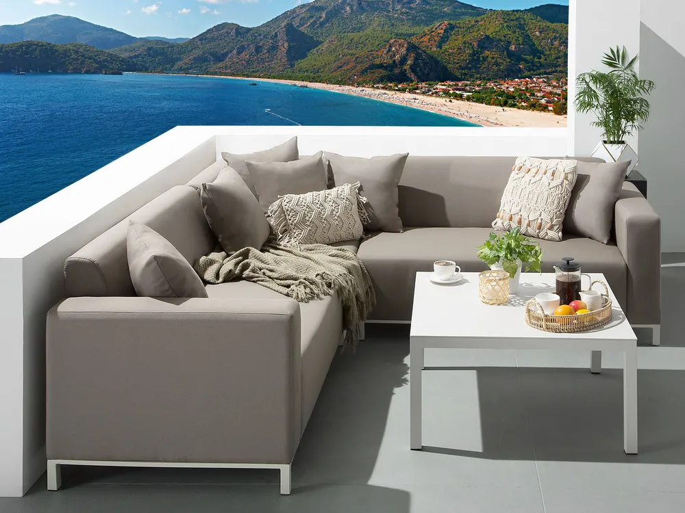Garten Ecksofa mit Tisch 5-Sitzer BELIZE modular Beige linksseitig_833557