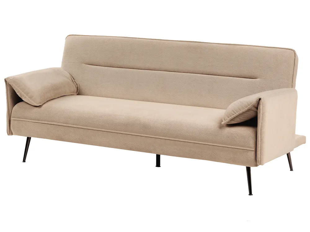 Sofa Bed 3 Seater VAYLA Fabric Light Brown_1056822