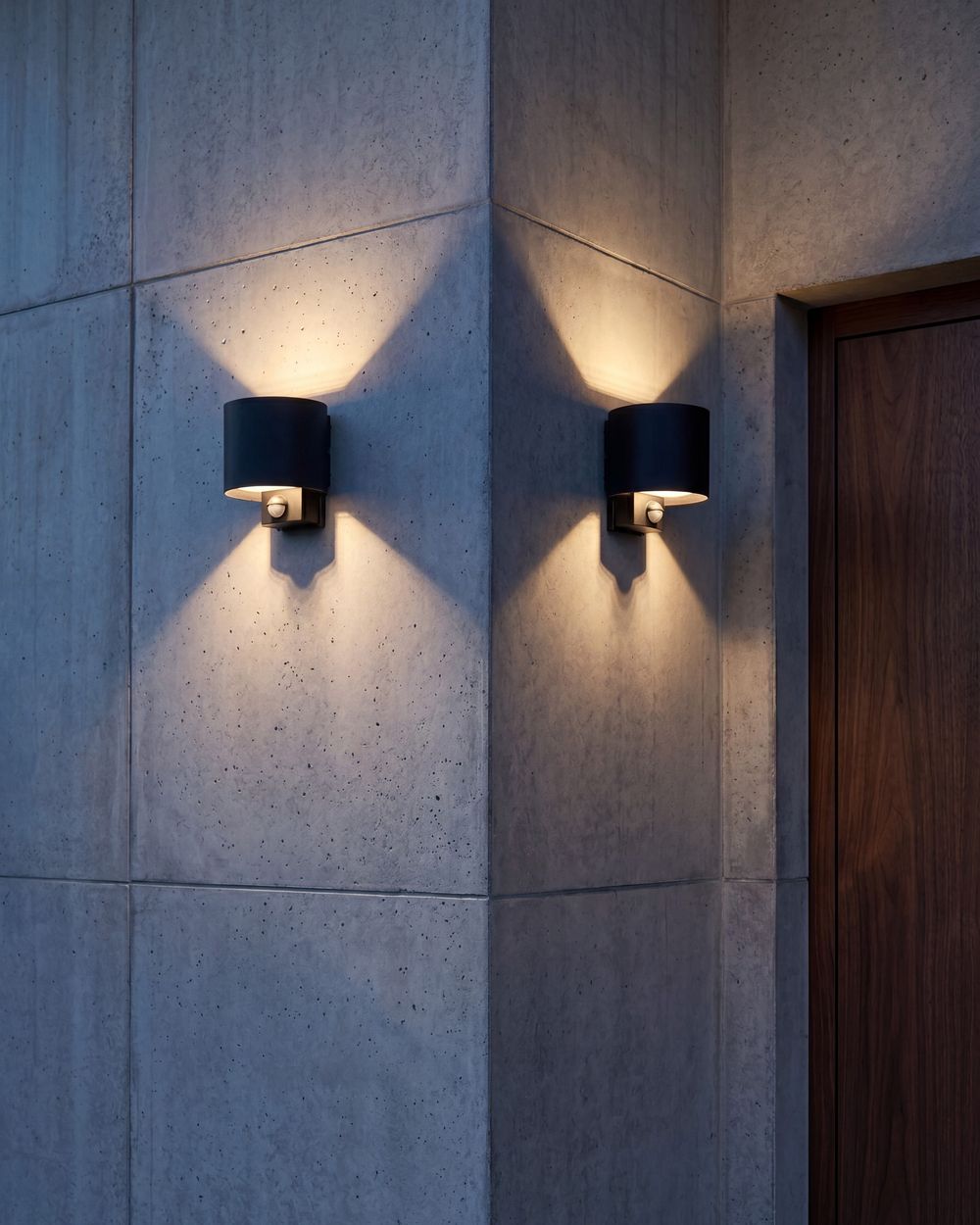 Set of 2 Outdoor LED Wall Lights MORAY with Motion Sensor Black