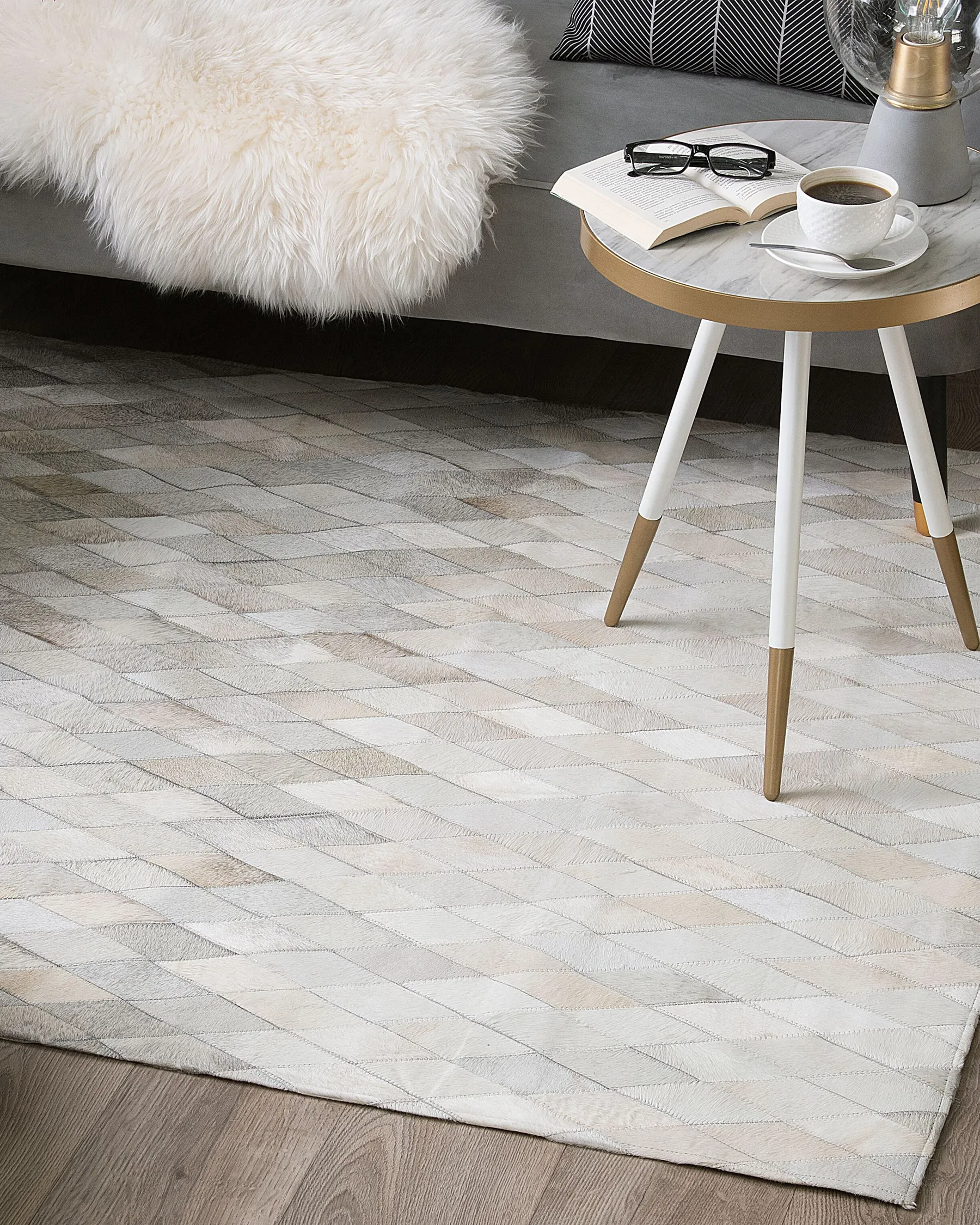 Rug MALDAN Beige 160 x 230 cm Leather_742832