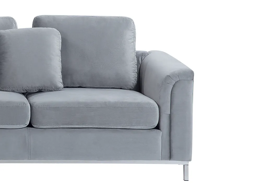 Ecksofa 4-Sitzer OSLO Samtstoff Grau rechtsseitig_747187