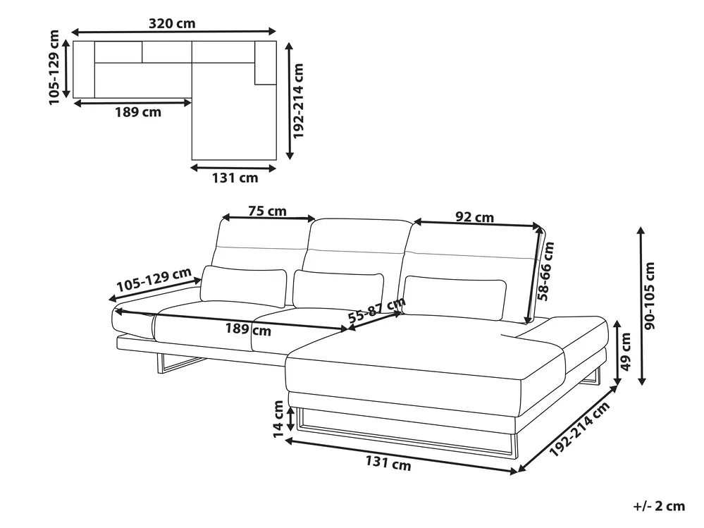 Ecksofa 4-Sitzer IKAST Cord Beige linksseitig_959925