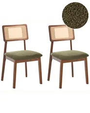 Esszimmerstuhl 2er Set EMBAR Holz Braun / Grün_1085133