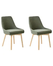 Set of 2 Dining Chairs MELFORT Fabric Dark Green_958194