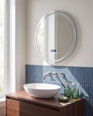 Miroir de salle de bain LED BROGNON 60 cm 60 cm Avec haut-parleur Bluetooth intégré Argenté_1144154