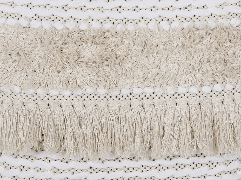 Dekokissen 2er Set VILLUR 45 x 45 cm Baumwolle Beige Streifenmuster_768906