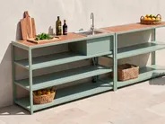 Outdoor-Kücheninsel mit Spüle AVETRANA Hellgrün Metall_1079312
