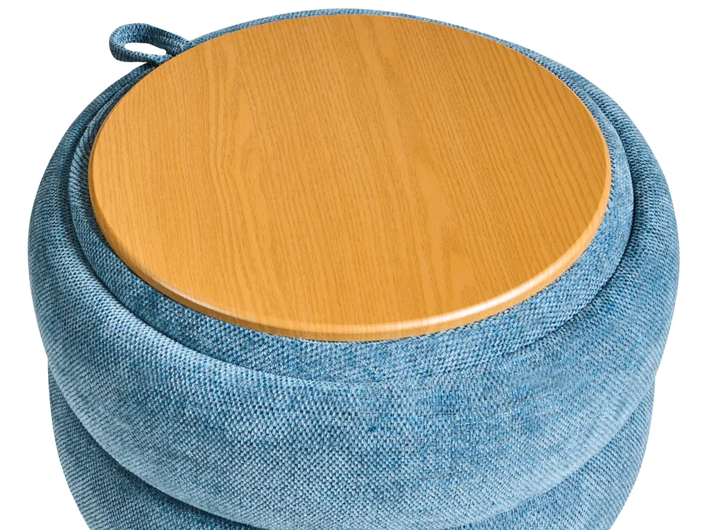 Pouf mit Stauraum HAWLEY Chenillegewebe Blau_996446