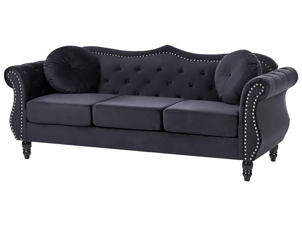 Sofa 3 Seater SKIEN Velvet Black_743182