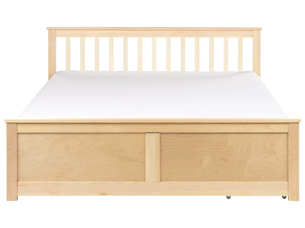 Bed with 2 Drawers OLENDON Pine Wood Light Brown 160 x 200 cm (EU King Size)_954876
