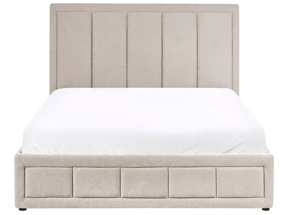 Bett mit Stauraum QUIBERON Chenillegewebe Taupe 140 x 200 cm_1023194