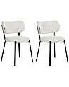 Set of 2 Dining Chairs BRONTE Fabric Light Beige