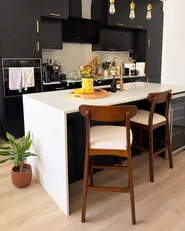 Set mit 2 Barstühlen DOYLE Holz Braun / Hellbeige_1144862
