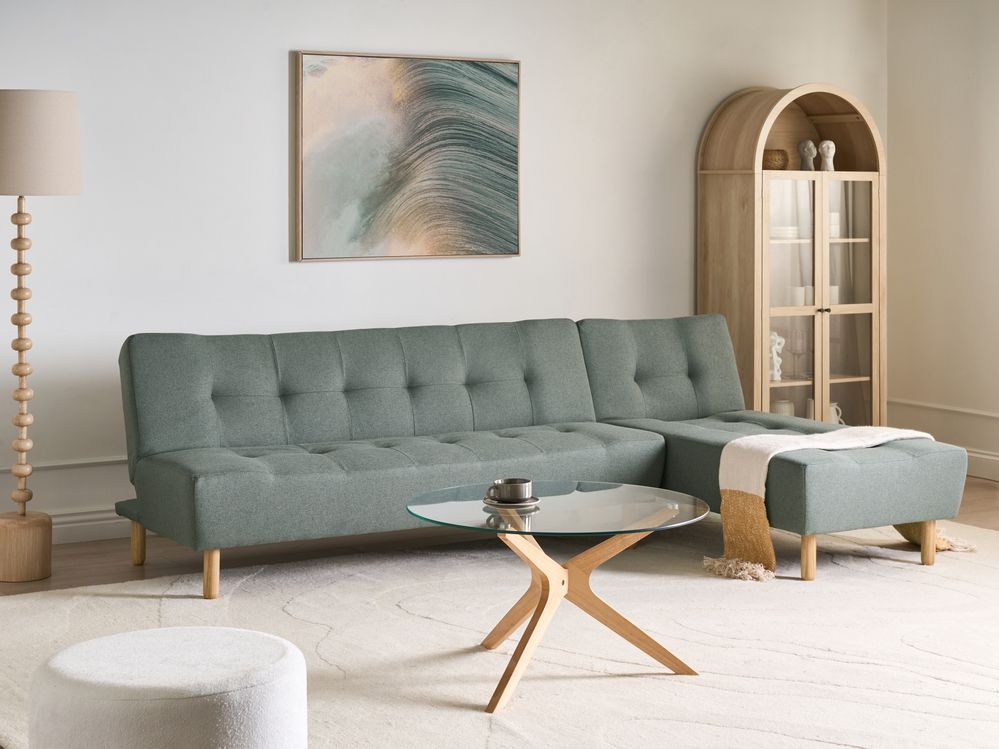 Modul Eckschlafsofa 4-Sitzer ALSTEN Stoff Grün linksseitig