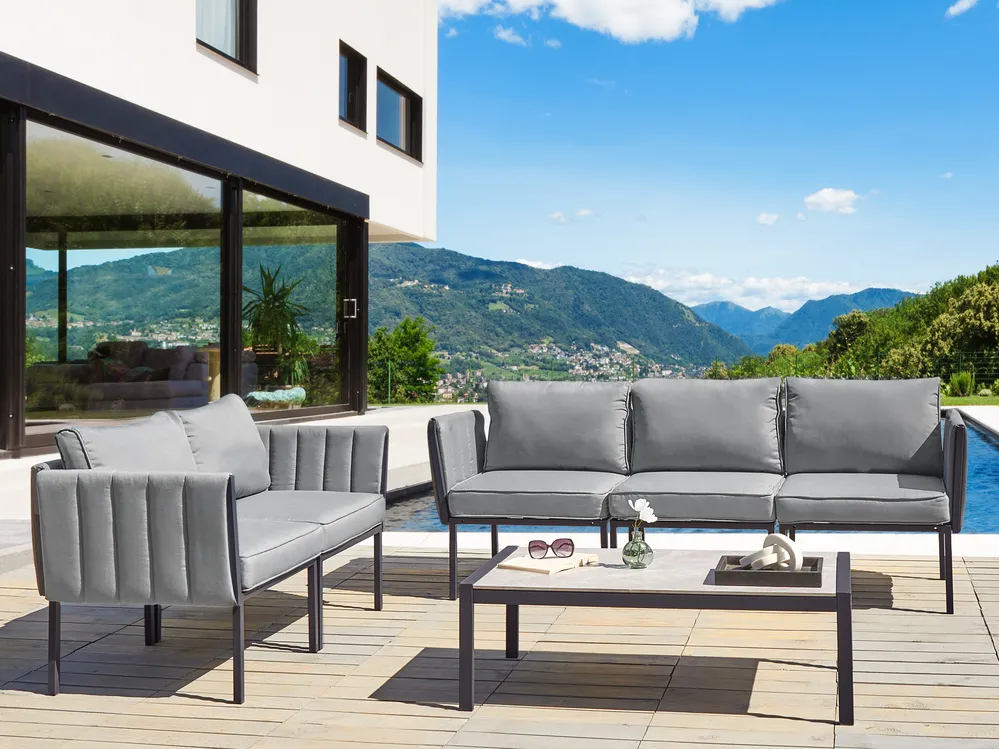 Lounge Set mit Tisch 5-Sitzer SKALA Metall Dunkelgrau_934667