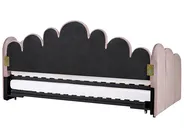 Ausziehbett Samtstoff POLIGNAC 90 x 200 cm Pastellrosa_1081305
