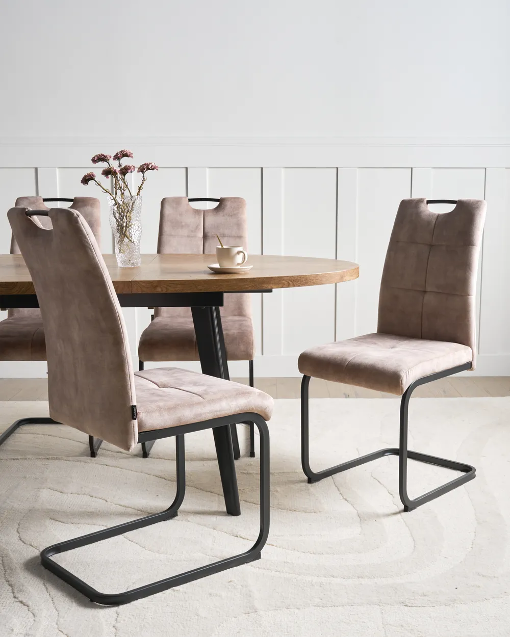 Esszimmerstuhl 4er Set CISCO Stoff Taupe