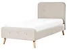 Bett mit Lattenrost Kunstleinen RENNES 90 x 200 cm Hellbeige