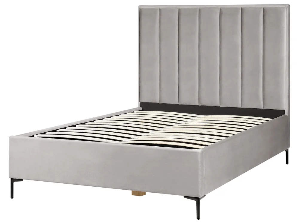 Schlafzimmer Set SEZANNE Samtstoff Hellgrau 140 x 200 cm_800110