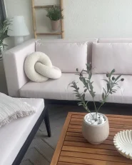 Garten Ecksofa mit Tisch 4-Sitzer BRACCIANO zertifiziertes Akazienholz Hellbeige linksseitig_994789