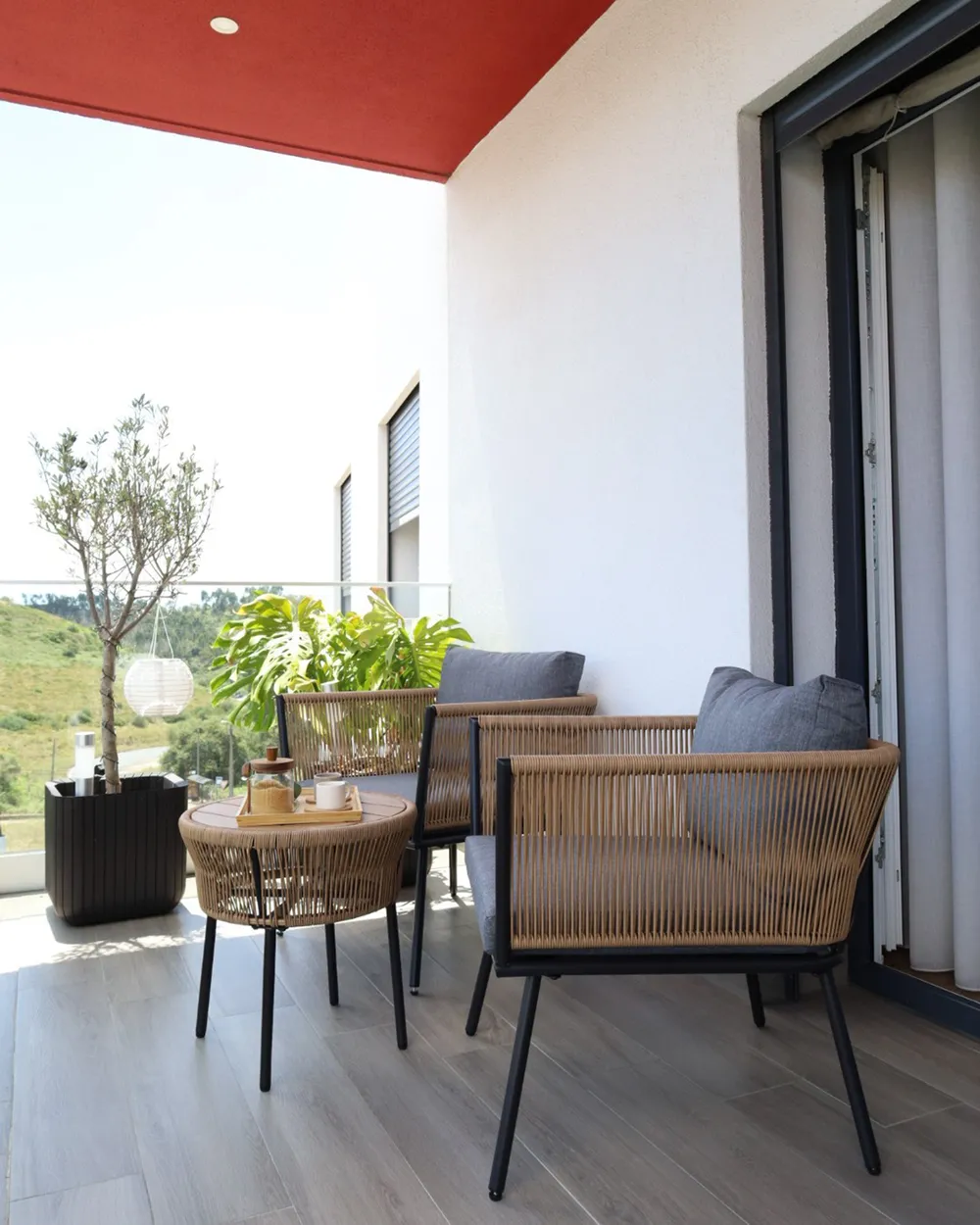 Bistro Set inkl. Kissen GARGANO Polyrattan Hellbraun_862787