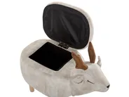 Tierhocker mit Stauraum REINDEER Rentier Stoff Beige_750685