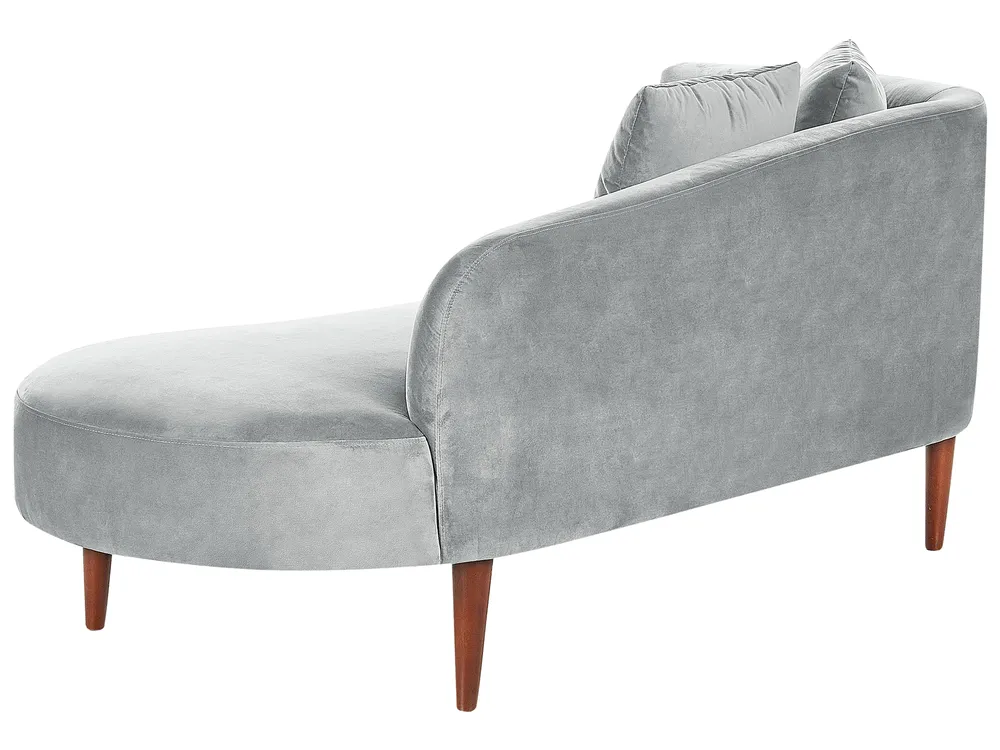 Left-Hand Chaise Longue CHAUMONT Velvet Light Grey_880877