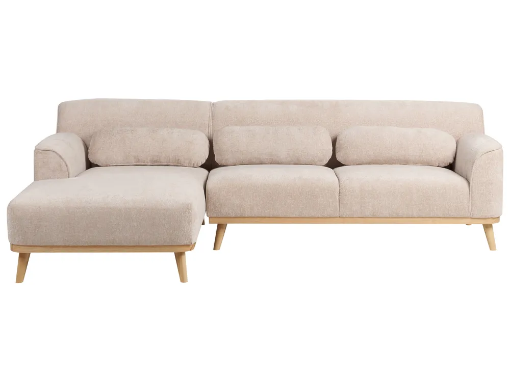 Corner Sofa 3 Seater SIMOS Chenille Beige Right Hand_927938