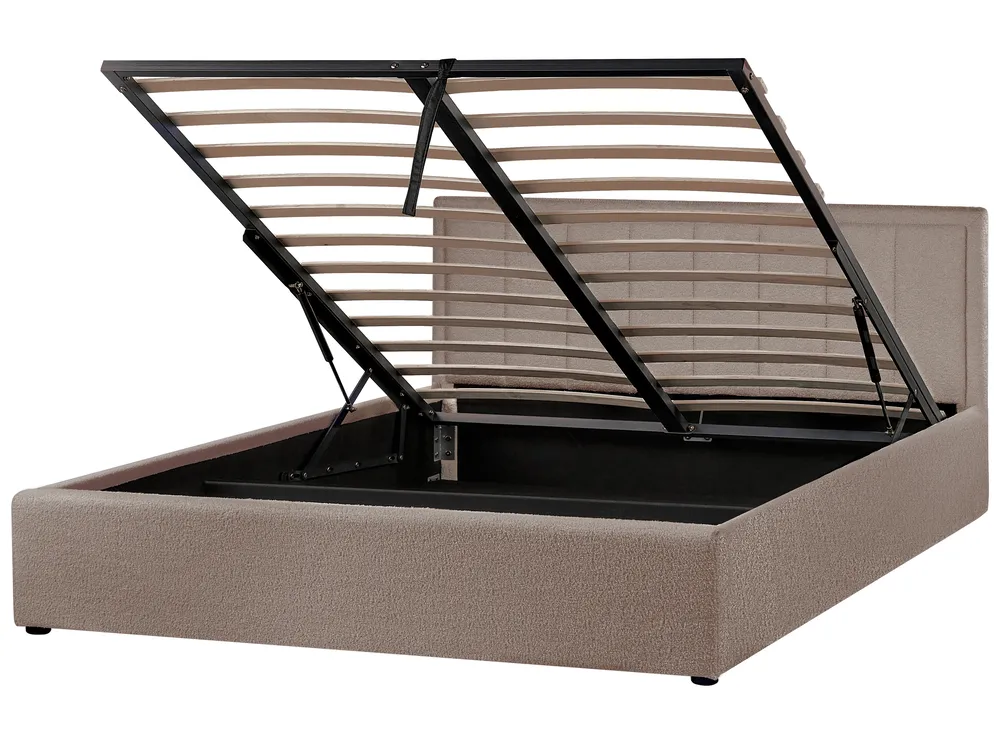 Bett mit Stauraum MONTLAUR Bouclé Taupe 160 x 200 cm_958599