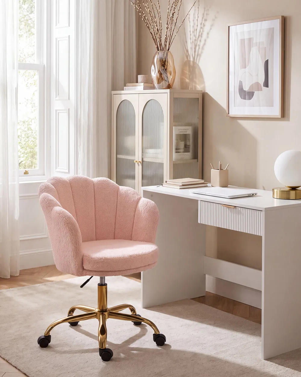 Desk Chair MONTICELLO Boucle Pastel Pink_1099024