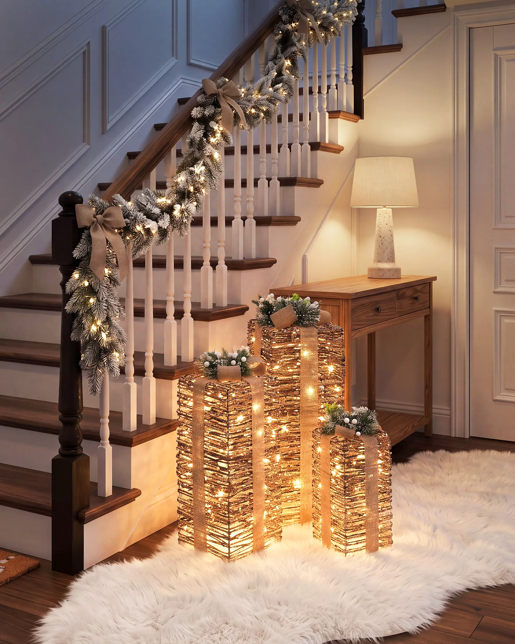 Weihnachtsdekoration 3er Set LED VALKAMA 54/45/30 cm Weihnachtsgeschenke Braun_1179473