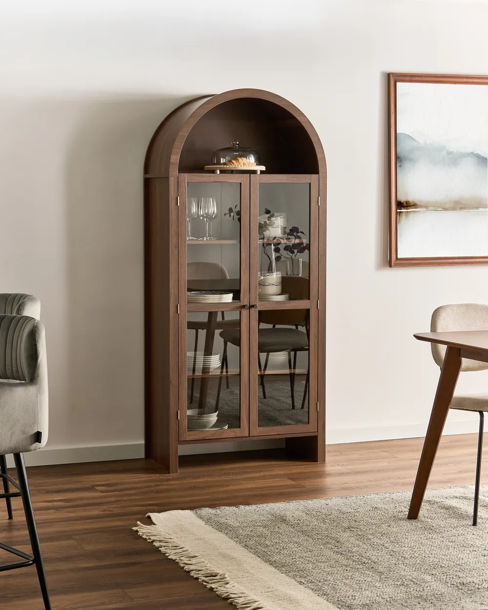 Vitrine mit Glastüren GLENWOOD 79 cm Dunkelbraun
