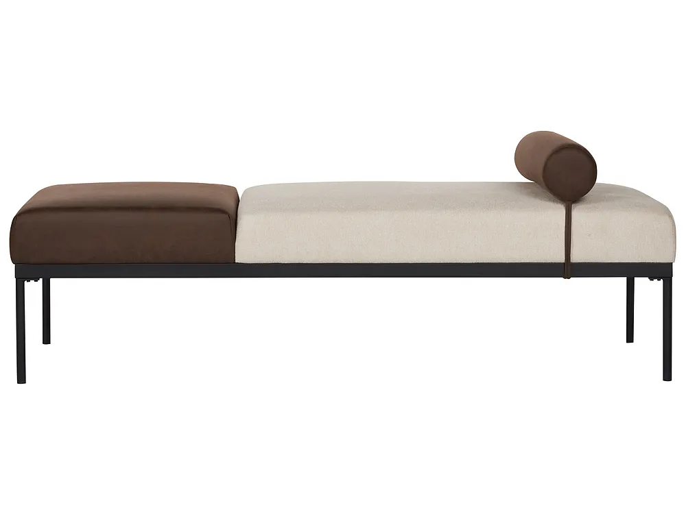 Chaise Longue MALMOS Faux Linen Faux Leather Dark Brown_931215