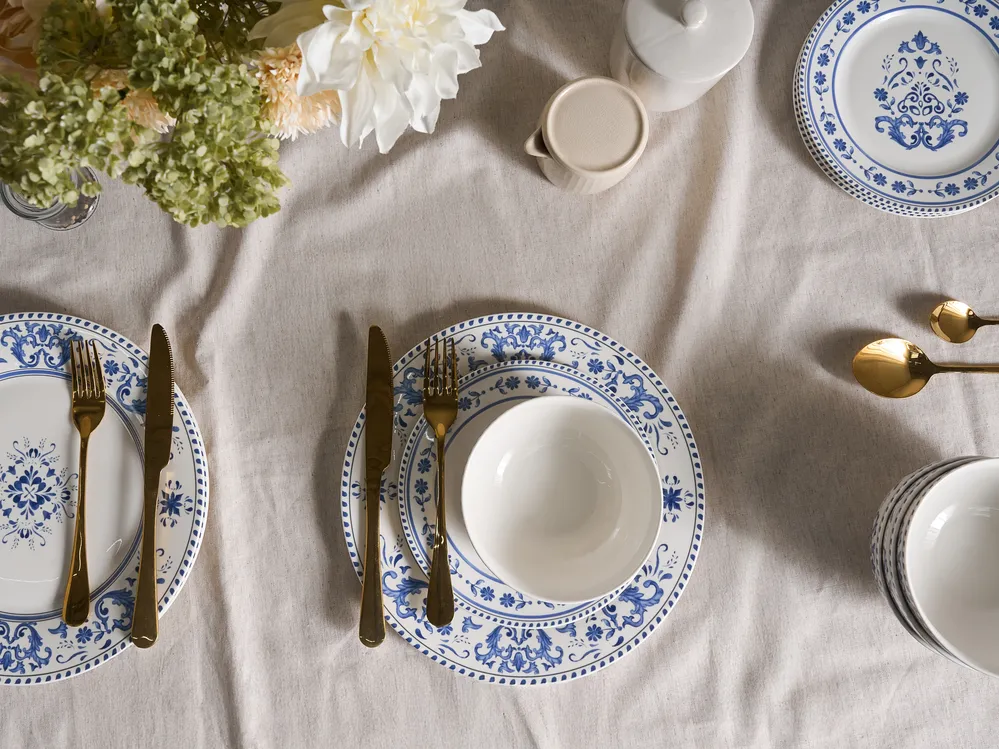 Tafelservice 24-teilig GALANGAL Porzellan Weiß / Blau_1069030