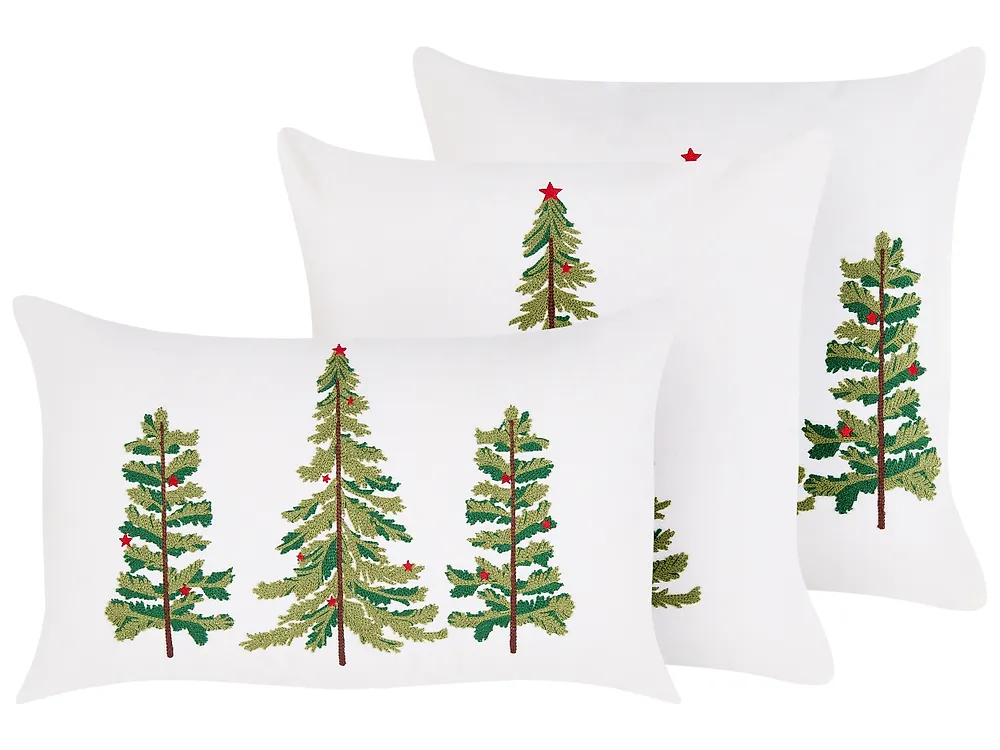 Lot de 3 coussins décoratifs ZIVEN 30 x 50 cm 45 x 45 cm Blanc Motif de Noël