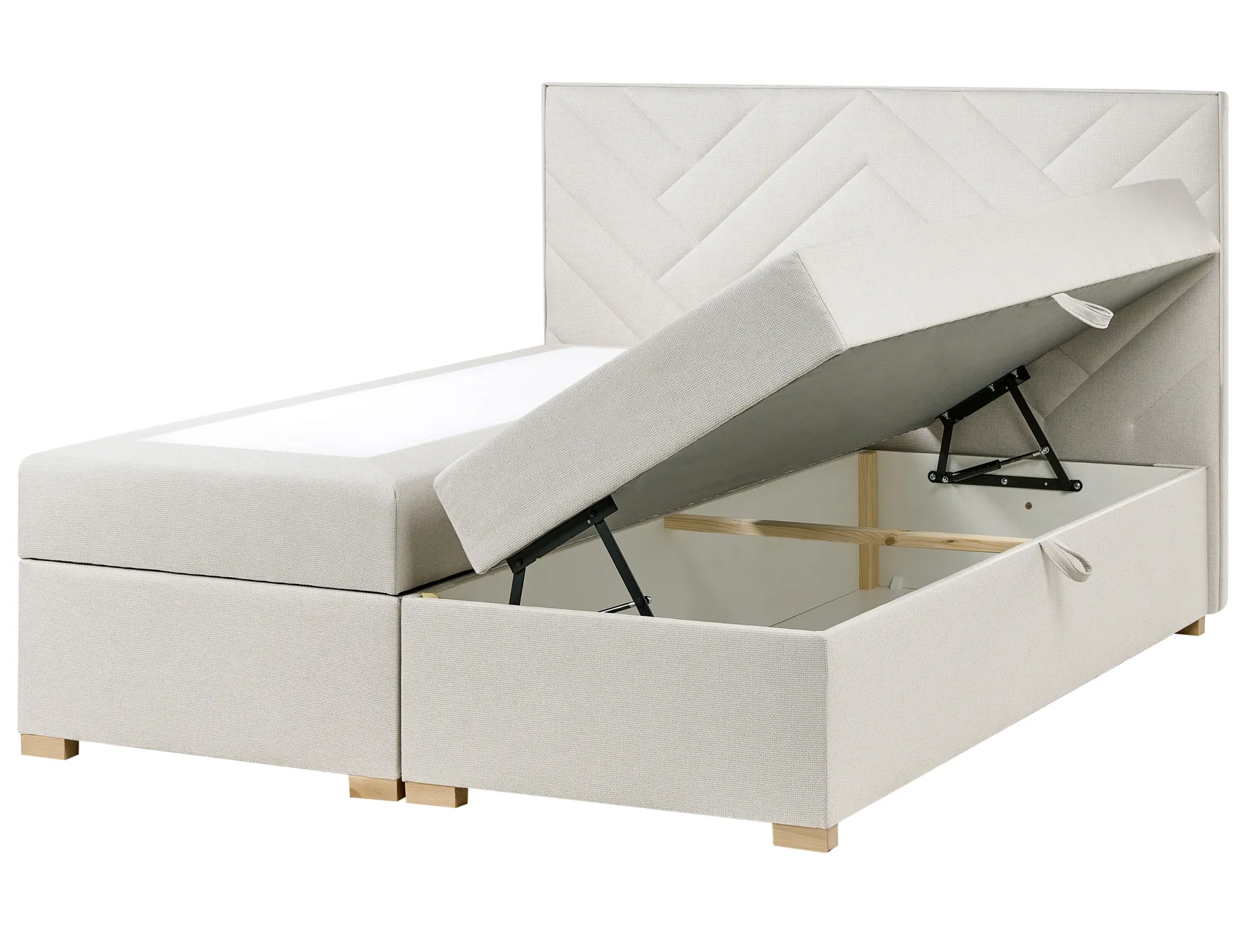 Kontinentalni krevet s prostorom za pohranu ESQUIRE Krem bijela 160 x 200 cm_1016111