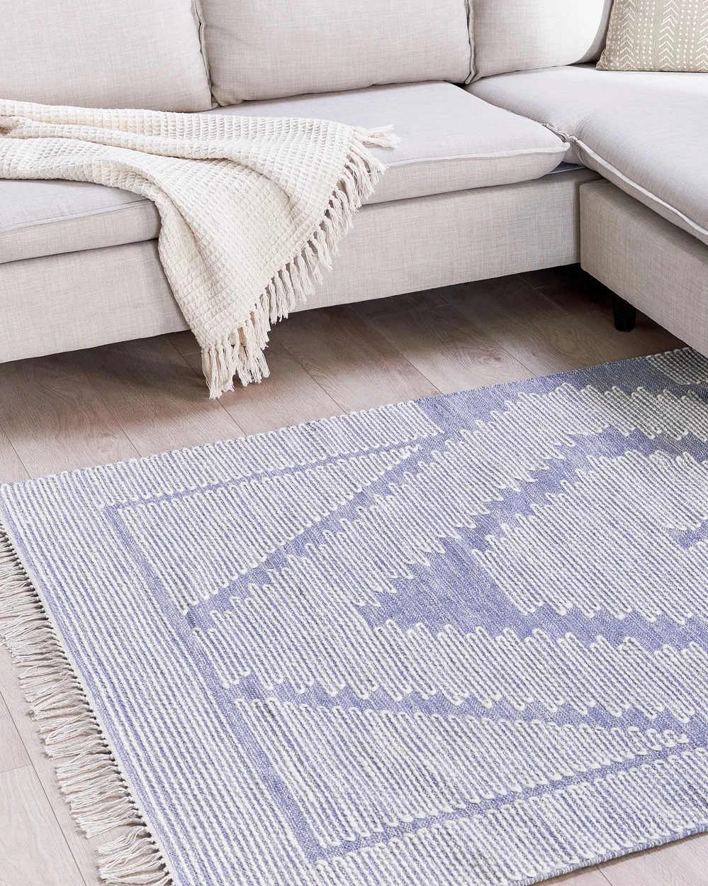 Teppich ANSAR Blau 140 x 200 cm Baumwolle_861023