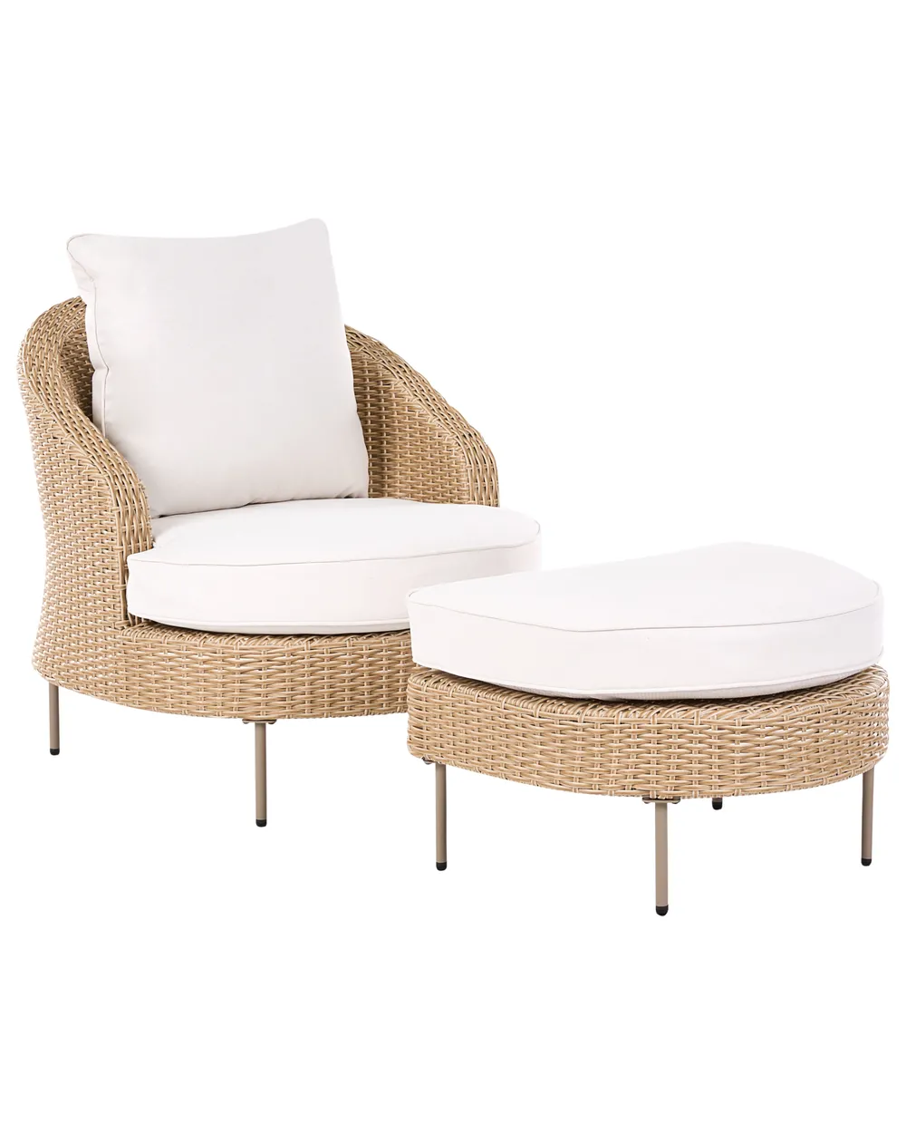 Gartensessel mit Ottomane ARCILLE Polyrattan Beige
