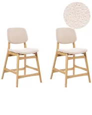 Set of 2 Bar Chairs ELAINE Boucle Light Brown/ Beige_1060279