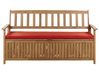 Gartenbank mit Auflage SOVANA 160 cm mit Stauraum Akazienholz Rot