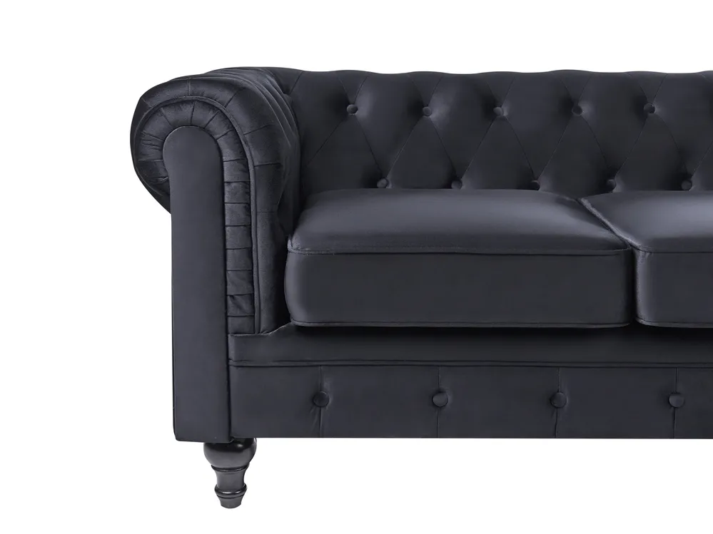 Living Room Set 4 Seater CHESTERFIELD Velvet Black_707692