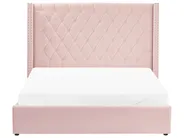 Bett mit Stauraum LUBBON Samtstoff Pastellrosa 160 x 200 cm_833879